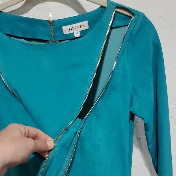 Jean Claude Jitrois Genuine Suede Dress in Teal Size XS - Picture 10 of 17